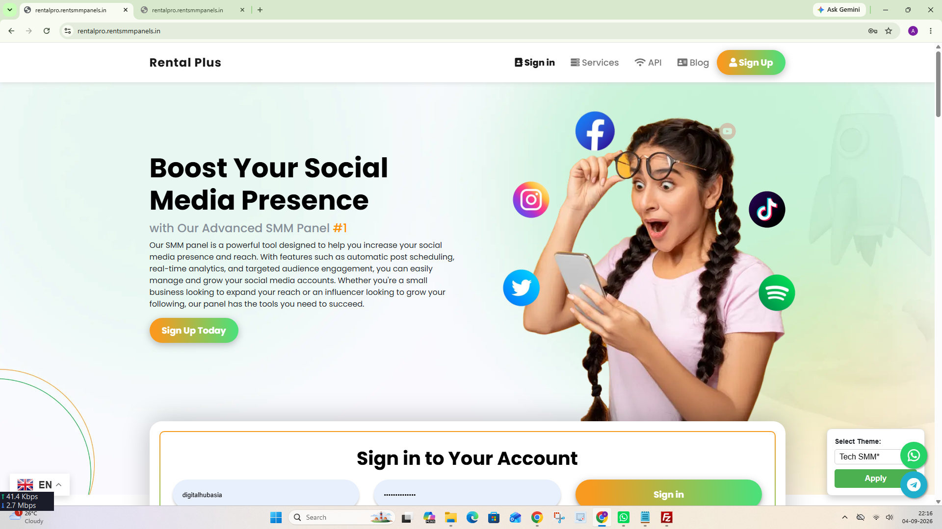 Tech SMM theme preview